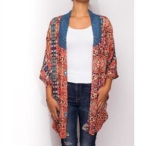 Sloane Rouge Anthropology Lace Insert Oversized Open Cardigan Size M/L